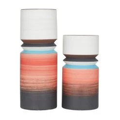 Best Sale ✨ Set of 2 Multi Stoneware Modern Vase, 14" x 5" x 5" by Ivory and Iris 🔥