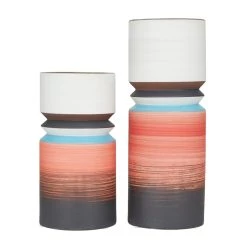 Best Sale ✨ Set of 2 Multi Stoneware Modern Vase, 14" x 5" x 5" by Ivory and Iris 🔥 -Cheap Ivory and Iris Store D514266S 5