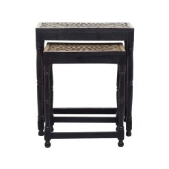 Flash Sale 😍 Set of 2" Black Mango Wood Eclectic Accent Table, 25" x 22" x 14" by Ivory and Iris 😀 -Cheap Ivory and Iris Store D514267S 4