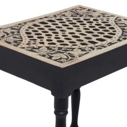 Flash Sale 😍 Set of 2" Black Mango Wood Eclectic Accent Table, 25" x 22" x 14" by Ivory and Iris 😀 -Cheap Ivory and Iris Store D514267S 5