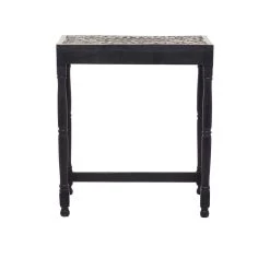 Flash Sale 😍 Set of 2" Black Mango Wood Eclectic Accent Table, 25" x 22" x 14" by Ivory and Iris 😀 -Cheap Ivory and Iris Store D514267S 9