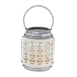 Best Pirce ✨ 10" White Stoneware Coastal Candle Holder Lantern by Ivory and Iris 🥰 -Cheap Ivory and Iris Store D514271S 3