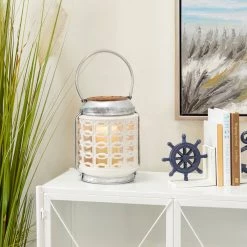 Best Pirce ✨ 10" White Stoneware Coastal Candle Holder Lantern by Ivory and Iris 🥰 -Cheap Ivory and Iris Store D514271S 8