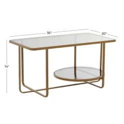 Flash Sale 👍 Gold Metal Contemporary Coffee Table, 14" x 36" x 20" by Ivory and Iris 🎉 -Cheap Ivory and Iris Store D609492S 6