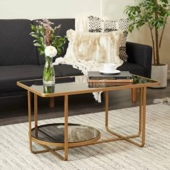 Flash Sale 👍 Gold Metal Contemporary Coffee Table, 14" x 36" x 20" by Ivory and Iris 🎉 -Cheap Ivory and Iris Store D609492S 7