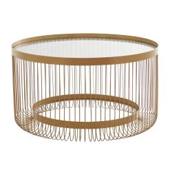 Flash Sale ❤️ Gold Metal Contemporary Coffee Table, 28" x 28" x 15" by Ivory and Iris ⭐ -Cheap Ivory and Iris Store D609493S 5