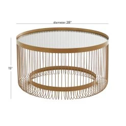 Flash Sale ❤️ Gold Metal Contemporary Coffee Table, 28" x 28" x 15" by Ivory and Iris ⭐ -Cheap Ivory and Iris Store D609493S 6