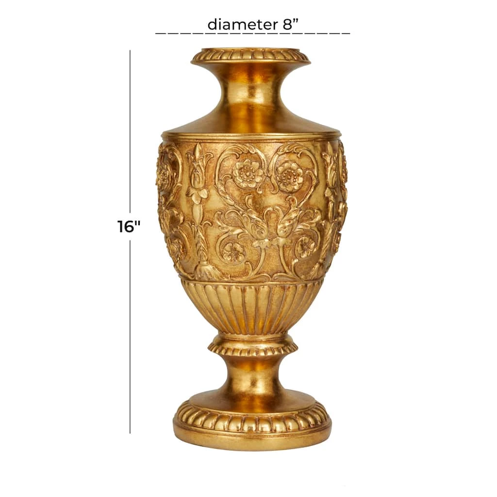 Brand new 𧨠Gold Polystone Traditional Vase, 8" x 8" x 8" by Ivory and Iris β 8 Brand new 𧨠Gold Polystone Traditional Vase, 8" x 8" x 8" by Ivory and Iris β - Image 8
