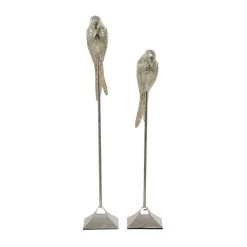 Best Sale π₯ Silver Aluminum Eclectic Bird Sculpture, Set of 2" 35", 29" by Ivory and Iris β€οΈ