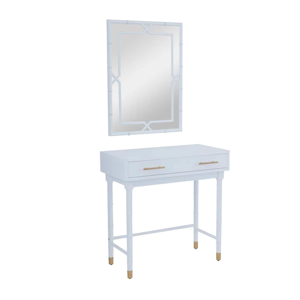 Outlet π Set of 2" White Wood Traditional Console Table with Mirror, 31" x 31" x 16" by Ivory and Iris π― 2 Outlet π Set of 2" White Wood Traditional Console Table with Mirror, 31" x 31" x 16" by Ivory and Iris π― - Image 2