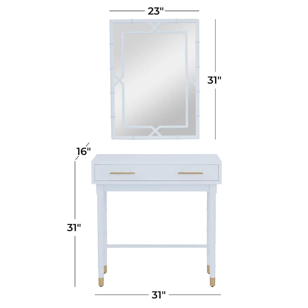 Outlet π Set of 2" White Wood Traditional Console Table with Mirror, 31" x 31" x 16" by Ivory and Iris π― 8 Outlet π Set of 2" White Wood Traditional Console Table with Mirror, 31" x 31" x 16" by Ivory and Iris π― - Image 8