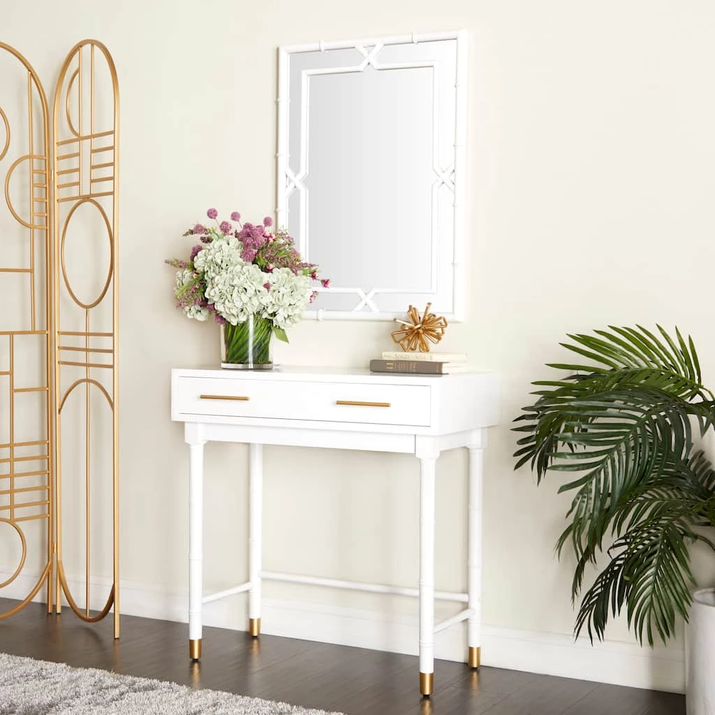 Outlet π Set of 2" White Wood Traditional Console Table with Mirror, 31" x 31" x 16" by Ivory and Iris π― 9 Outlet π Set of 2" White Wood Traditional Console Table with Mirror, 31" x 31" x 16" by Ivory and Iris π― - Image 9
