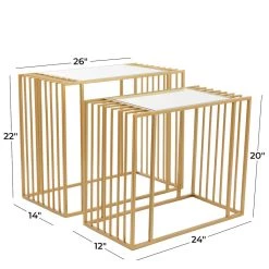 Flash Sale ⌛ Set of 2" Gold Metal Contemporary Accent Table, 22" x 26" x 14" by Ivory and Iris 🔥 -Cheap Ivory and Iris Store D612341S 6