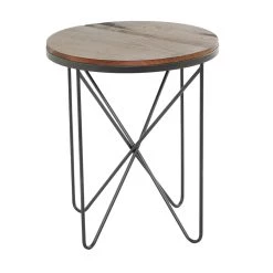 Best Sale ⌛ Brown Metal Rustic Accent Table 22" x 19" x 19" by Ivory and Iris 👏