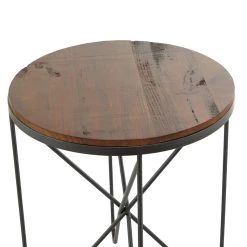 Best Sale ⌛ Brown Metal Rustic Accent Table 22" x 19" x 19" by Ivory and Iris 👏 -Cheap Ivory and Iris Store D612344S 3