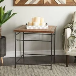 Best deal 😉 Brown Wood Rustic Accent Table 24" x 24" x 24" by Ivory and Iris ⭐ -Cheap Ivory and Iris Store D612349S 7