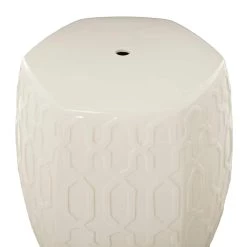 Promo 👏 Cream Ceramic Contemporary Accent Table, 19" x 13" x 14" by Ivory and Iris 🛒 -Cheap Ivory and Iris Store D612351S 3