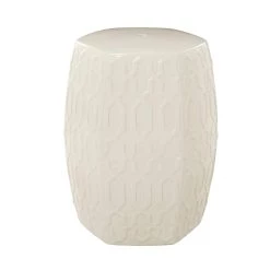 Promo 👏 Cream Ceramic Contemporary Accent Table, 19" x 13" x 14" by Ivory and Iris 🛒 -Cheap Ivory and Iris Store D612351S 6