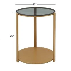 New 👏 Bronze Metal Contemporary Accent Table, 20" x 17" x 17" by Ivory and Iris 🌟 -Cheap Ivory and Iris Store D612353S 6