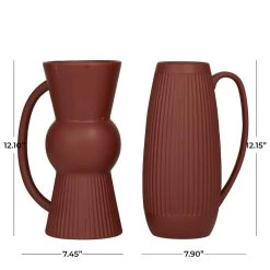 Best Sale ⌛ Set of 2" Maroon Stoneware Contemporary Vase 12" x 7" x 5" by Ivory and Iris 💯 -Cheap Ivory and Iris Store D612360S 8