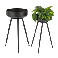 Promo 🔥 Set of 2" Black Metal Modern Planter, 20" x 20" x 20" by Ivory and Iris ✨ -Cheap Ivory and Iris Store D612392S 3