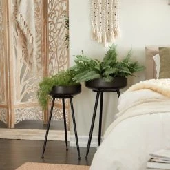 Promo 🔥 Set of 2" Black Metal Modern Planter, 20" x 20" x 20" by Ivory and Iris ✨ -Cheap Ivory and Iris Store D612392S 8