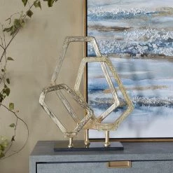 Best Pirce 🥰 Gold Aluminum Contemporary Sculpture, 22" x 18" x 6" by Ivory and Iris 👏 -Cheap Ivory and Iris Store D613778S 7