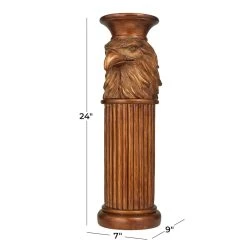 Promo 🤩 Bronze Polystone Traditional Pedestal Table, 24" x 7" x 9" by Ivory and Iris ⭐ -Cheap Ivory and Iris Store D614004S 7
