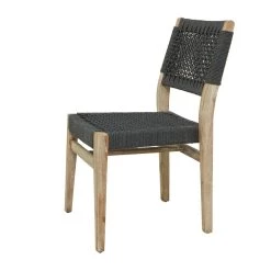 Budget 😉 Dark Grey Wood Contemporary Outdoor Dining Chair 33" x 18" x 19" by Ivory and Iris 🥰 -Cheap Ivory and Iris Store D614807S 3