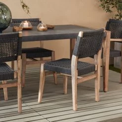 Budget 😉 Dark Grey Wood Contemporary Outdoor Dining Chair 33" x 18" x 19" by Ivory and Iris 🥰 -Cheap Ivory and Iris Store D614807S 8
