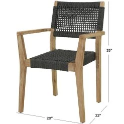 Hot Sale ⭐ Dark Grey Wood Contemporary Outdoor Dining Chair 33" x 20" x 22" by Ivory and Iris ⭐ -Cheap Ivory and Iris Store D614808S 7