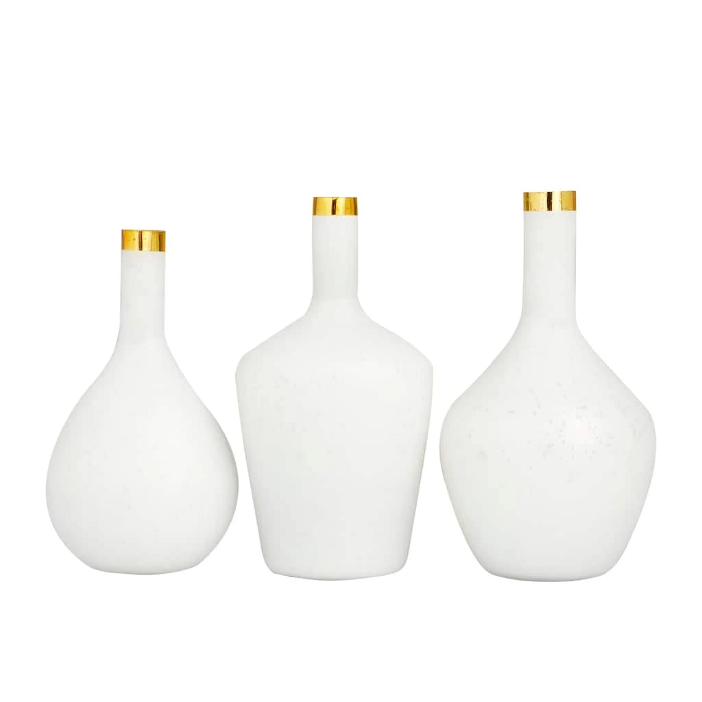 Best Sale π Set of 3" White Glass Glam Vases, 13" x 8" x 8" by Ivory and Iris β 1 Best Sale π Set of 3" White Glass Glam Vases, 13" x 8" x 8" by Ivory and Iris β
