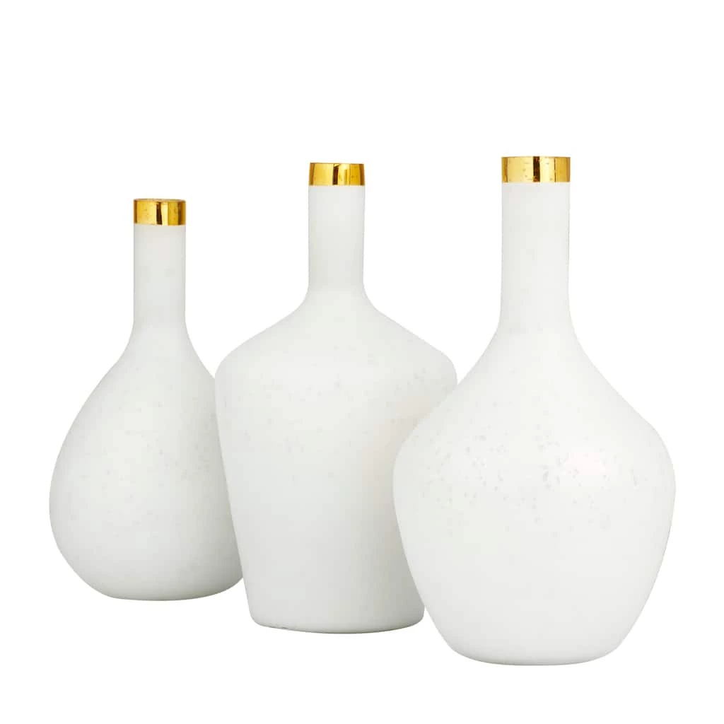 Best Sale π Set of 3" White Glass Glam Vases, 13" x 8" x 8" by Ivory and Iris β 2 Best Sale π Set of 3" White Glass Glam Vases, 13" x 8" x 8" by Ivory and Iris β - Image 2