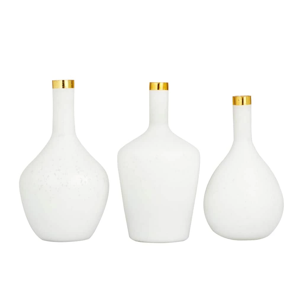 Best Sale π Set of 3" White Glass Glam Vases, 13" x 8" x 8" by Ivory and Iris β 5 Best Sale π Set of 3" White Glass Glam Vases, 13" x 8" x 8" by Ivory and Iris β - Image 5