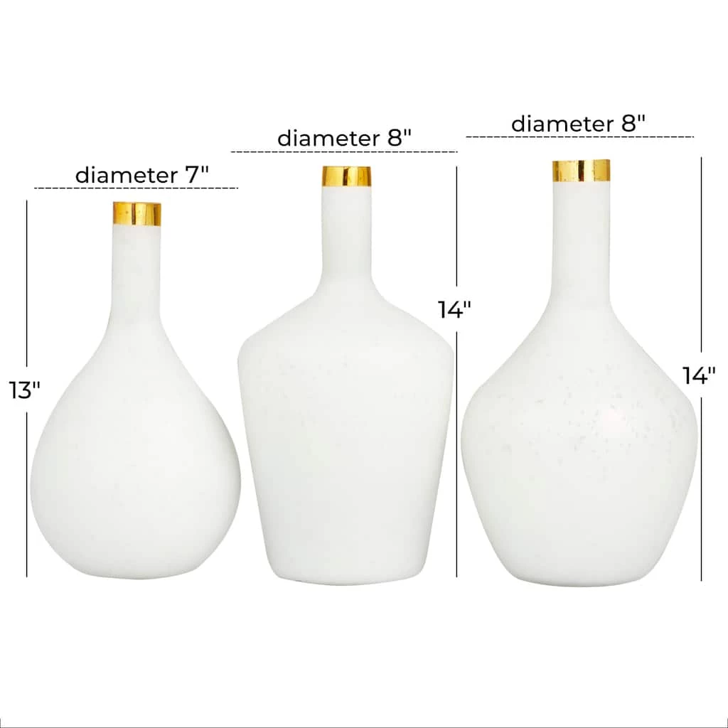 Best Sale π Set of 3" White Glass Glam Vases, 13" x 8" x 8" by Ivory and Iris β 6 Best Sale π Set of 3" White Glass Glam Vases, 13" x 8" x 8" by Ivory and Iris β - Image 6