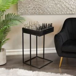 Best Sale 🥰 Black Aluminum Contemporary Accent Table 27" x 17" x 17" by Ivory and Iris ⭐ -Cheap Ivory and Iris Store D615577S 9