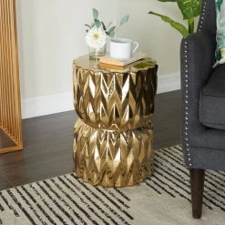Best deal 😍 Gold Ceramic Glam Accent Table, 18" x 13" x 13" by Ivory and Iris 💯 -Cheap Ivory and Iris Store D615580S 7