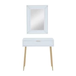 Wholesale π― Set of 2" White Wood Contemporary Console Table with Mirror, 31" x 31" x 16" by Ivory and Iris π₯