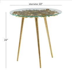Top 10 ❤️ Gold Aluminum Modern Accent Table, 22" x 22" x 22" by Ivory and Iris 😉 -Cheap Ivory and Iris Store D615606S 10