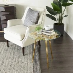 Top 10 ❤️ Gold Aluminum Modern Accent Table, 22" x 22" x 22" by Ivory and Iris 😉 -Cheap Ivory and Iris Store D615606S 11