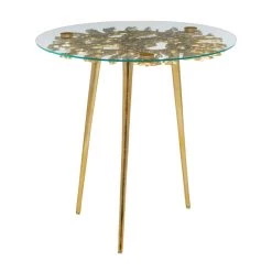 Top 10 ❤️ Gold Aluminum Modern Accent Table, 22" x 22" x 22" by Ivory and Iris 😉 -Cheap Ivory and Iris Store D615606S 4