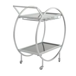 Wholesale 👍 Silver Metal Contemporary Bar Cart, 31" x 28" x 14" by Ivory and Iris ❤️ -Cheap Ivory and Iris Store D615607S 7