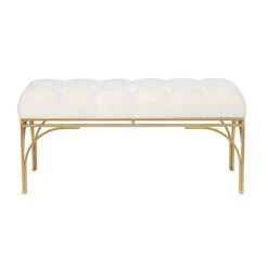 Brand new 🎁 White Metal Glam Bench, 18" x 39" x 16" by Ivory and Iris 🥰 -Cheap Ivory and Iris Store D615610S 3