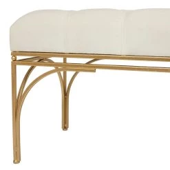 Brand new 🎁 White Metal Glam Bench, 18" x 39" x 16" by Ivory and Iris 🥰 -Cheap Ivory and Iris Store D615610S 5
