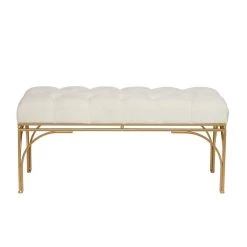 Brand new 🎁 White Metal Glam Bench, 18" x 39" x 16" by Ivory and Iris 🥰 -Cheap Ivory and Iris Store D615610S 6