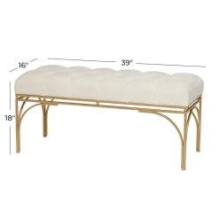 Brand new 🎁 White Metal Glam Bench, 18" x 39" x 16" by Ivory and Iris 🥰 -Cheap Ivory and Iris Store D615610S 7