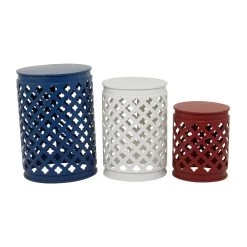 Outlet 👏 Multi Colored Metal Coastal Accent Table, Set of 3" Set of 3" 23", 19", 15" by Ivory and Iris 🎉