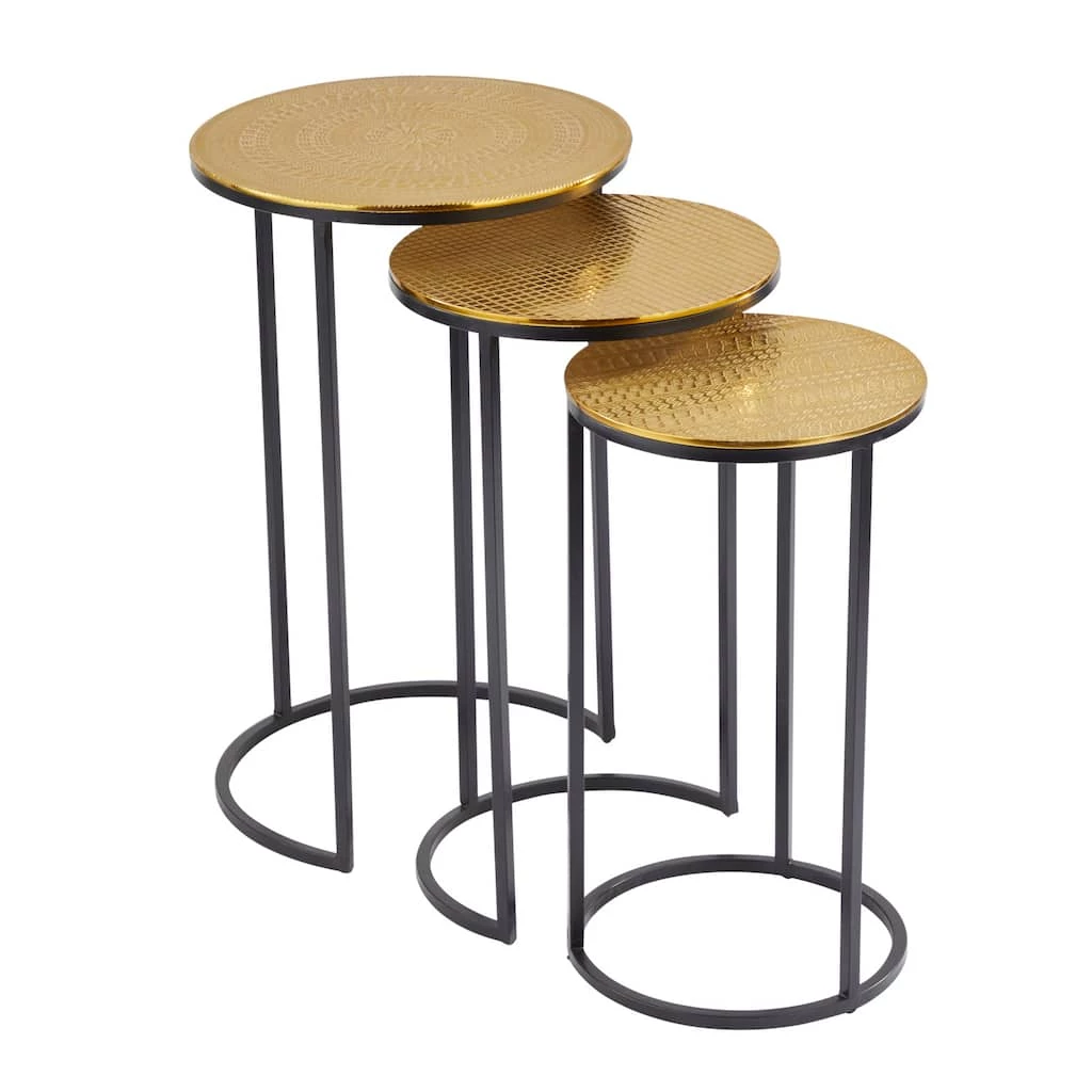 Discount β Set of 3" Gold Aluminum Transitional Accent Table, 15" x 15" x 15" by Ivory and Iris π 1 Discount β Set of 3" Gold Aluminum Transitional Accent Table, 15" x 15" x 15" by Ivory and Iris π