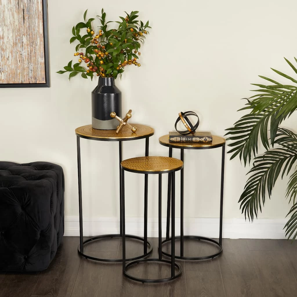 Discount β Set of 3" Gold Aluminum Transitional Accent Table, 15" x 15" x 15" by Ivory and Iris π 10 Discount β Set of 3" Gold Aluminum Transitional Accent Table, 15" x 15" x 15" by Ivory and Iris π - Image 10