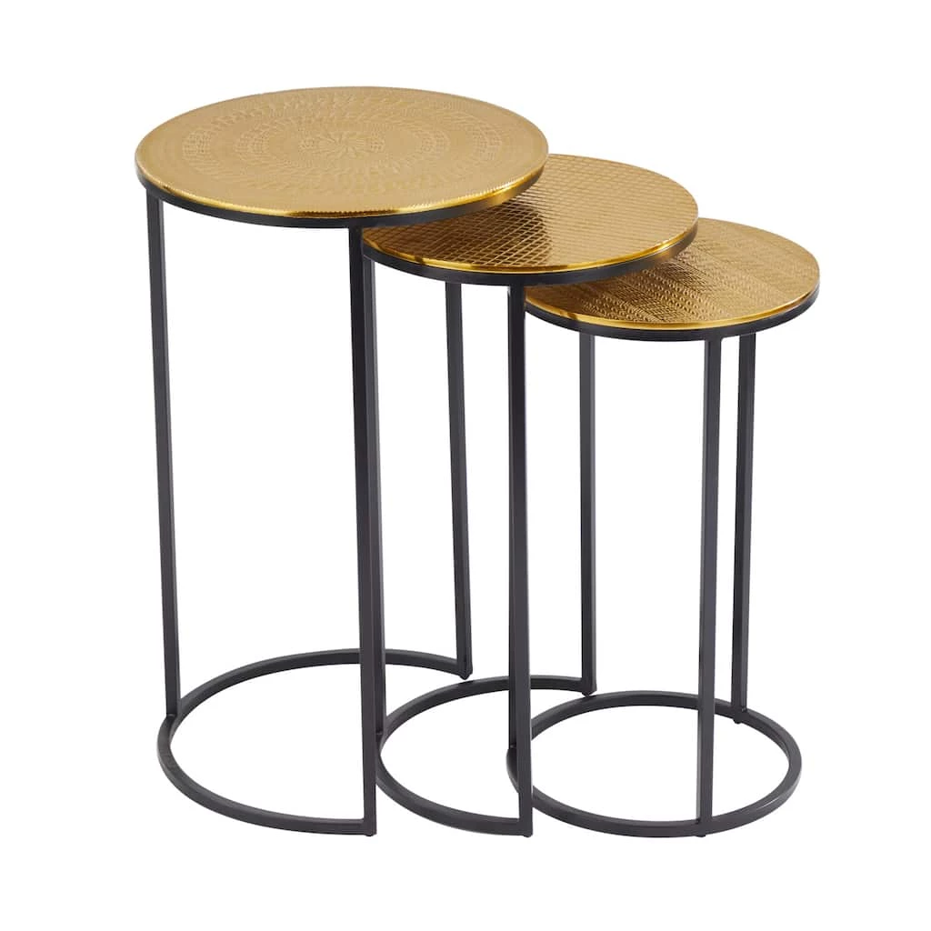 Discount β Set of 3" Gold Aluminum Transitional Accent Table, 15" x 15" x 15" by Ivory and Iris π 2 Discount β Set of 3" Gold Aluminum Transitional Accent Table, 15" x 15" x 15" by Ivory and Iris π - Image 2